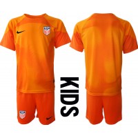 Billiga Förenta staterna Målvakt Barnkläder Hemma fotbollskläder till baby VM 2022 Kortärmad (+ Korta byxor)